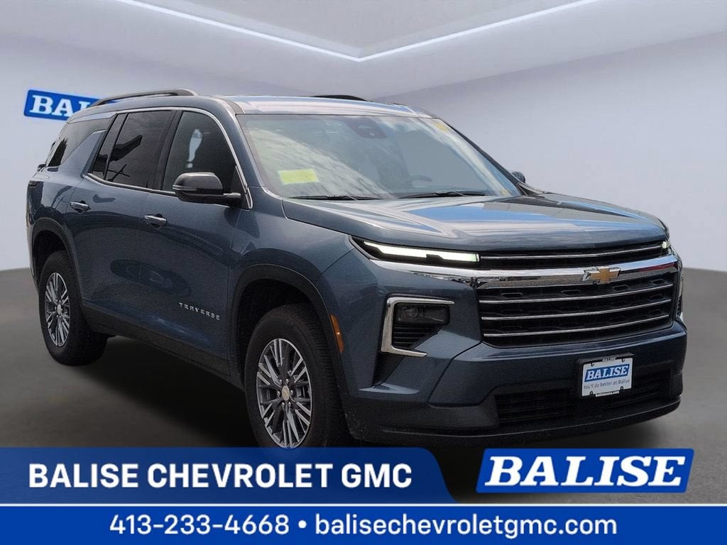 2026 Chevrolet Traverse LT in Lakeshore Blue Metallic — front three-quarter view