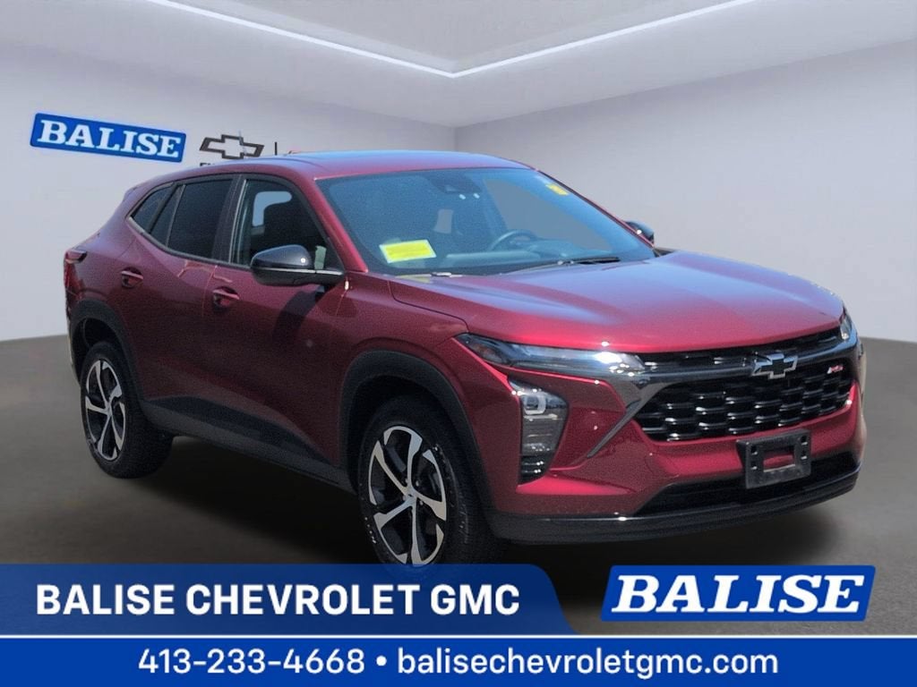 2024 Chevrolet Trax 1RS in Crimson Metallic — front three-quarter view